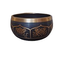 Поющая чаша тибетская, литая (чёрная патина, золото) 11,5 х 11,5 х 5,5 см., вес 496 гр.  ПЧЛ008